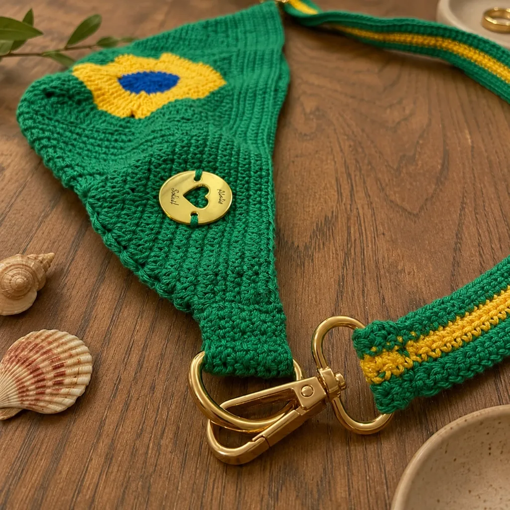 Pochete de Crochê Artesanal com Metal Dourado